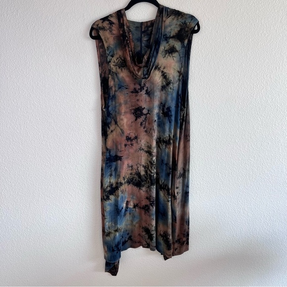 Coin 1804 Draped Cardigan Duster Vest Womens Medium Blue Brown Tie Dye Hoodie - Picture 9 of 13
